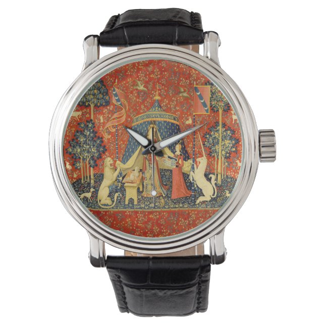 Unicorn Tapestries Lady Legend Mittelalter Armbanduhr (Vorderseite)