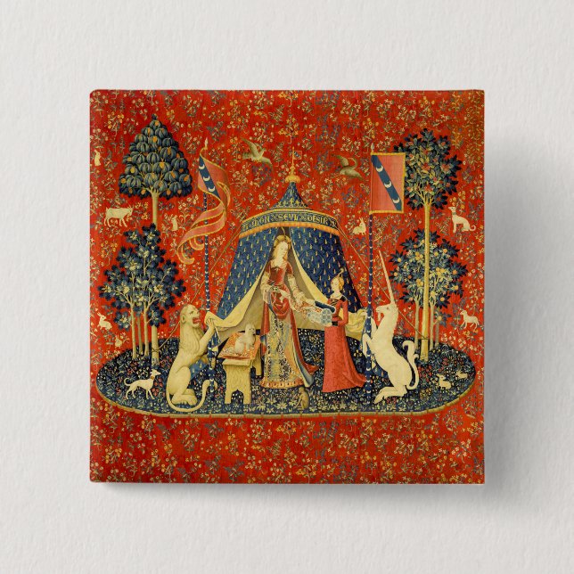 Unicorn Tapestries Lady Legend Mittelalter Button (Vorderseite)