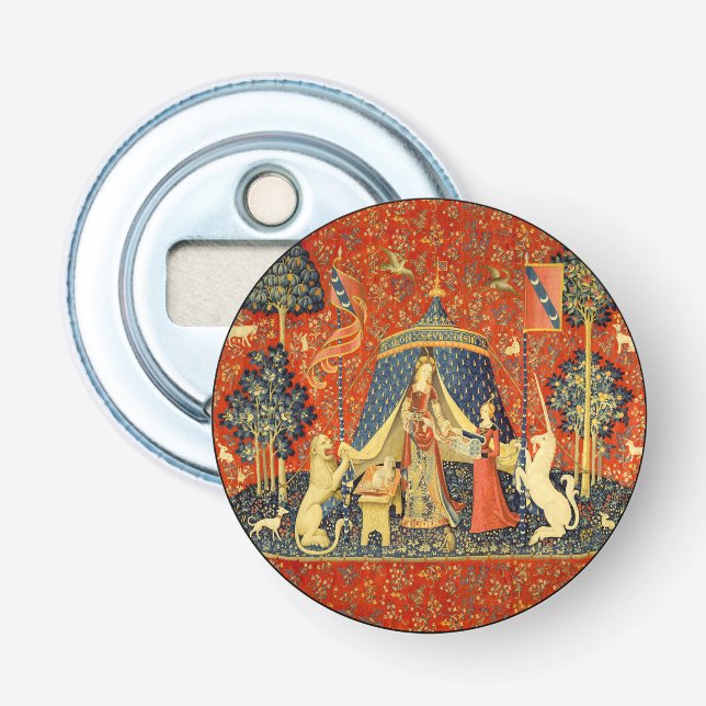 Unicorn Tapestries Lady Legend Mittelalter Flaschenöffner (Vorderseite)