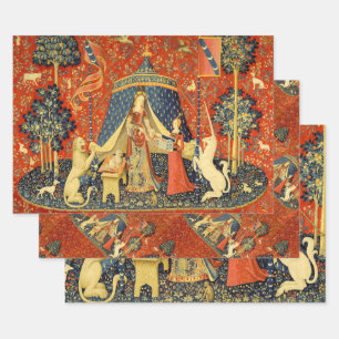 Unicorn Tapestries Lady Legend Mittelalter Geschenkpapier Set