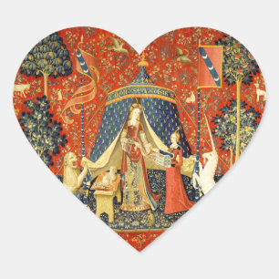 Unicorn Tapestries Lady Legend Mittelalter Herz-Aufkleber