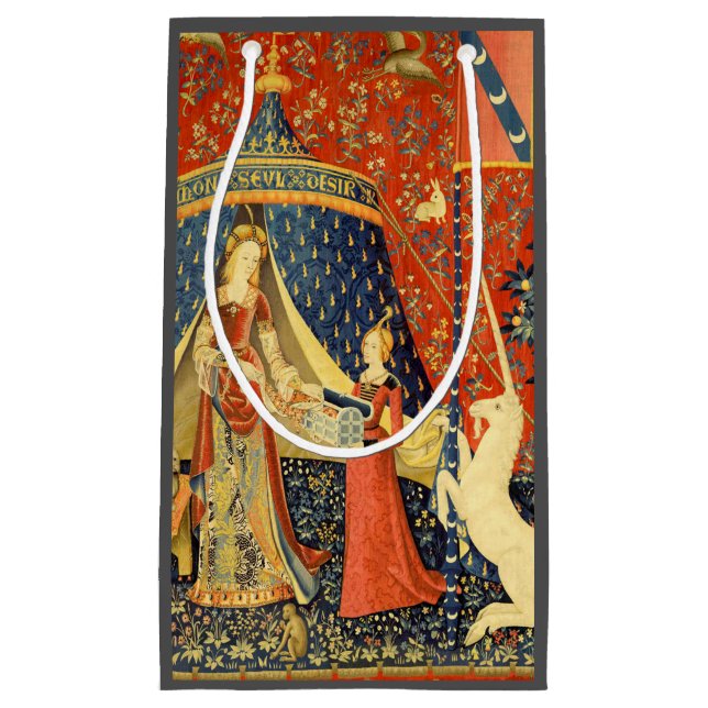 Unicorn Tapestries Lady Legend Mittelalter Kleine Geschenktüte (Vorderseite)