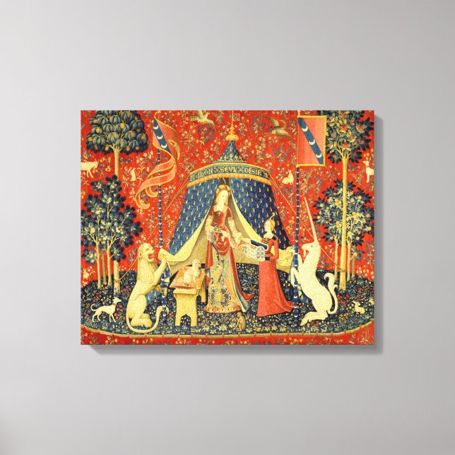 Unicorn Tapestries Lady Legend Mittelalter Leinwanddruck (Vorderseite)