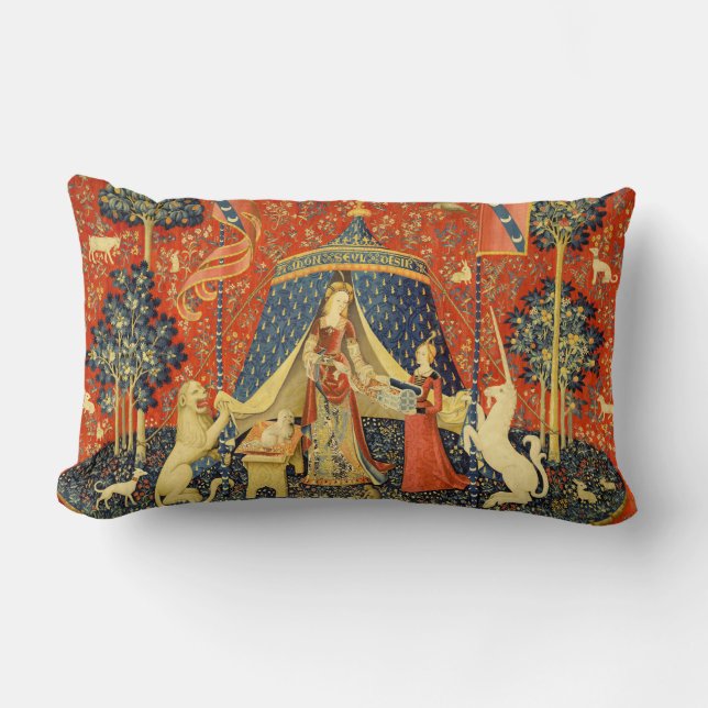 Unicorn Tapestries Lady Legend Mittelalter Lendenkissen (Vorderseite)