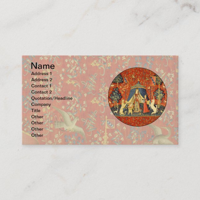 Unicorn Tapestries Lady Legend Mittelalter Visitenkarte (Vorderseite)