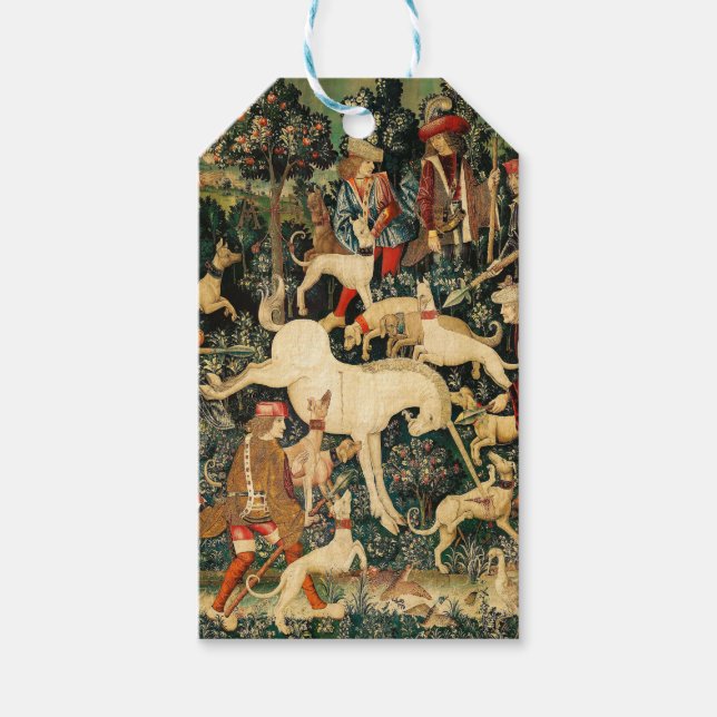 Unicorn Tapestries Mittelalterliche Klassische Ver Geschenkanhänger (Vorderseite)