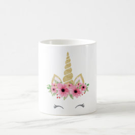 Unicorn-Tasse, Glitzerunicorn-Tasse, BlumenUnicorn Kaffeetasse