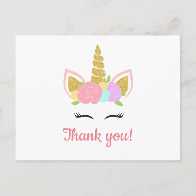Unicorn Thank You Postcard Postkarte (Vorderseite)