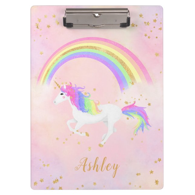Unicorn-Theme-Zwischenablage | Magisches Rosa und  Klemmbrett (Vorderseite)