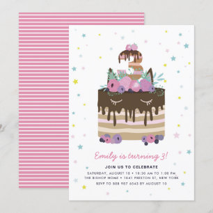 Unicorn Tropfen Cake 3. Geburtstagsfeier Party Ein Einladung