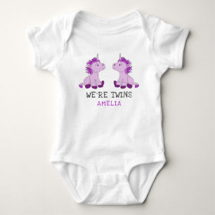 Unicorn Twin Girls Baby Bodysuit mit Namen Strampler