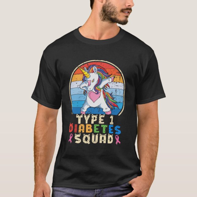 Unicorn Typ 1 Diabetes Squad T1D Kriegermädchen T-Shirt (Vorderseite)