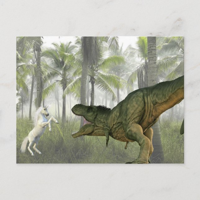 Unicorn Tyrannosaurus Dinosaur Postkarte (Vorderseite)