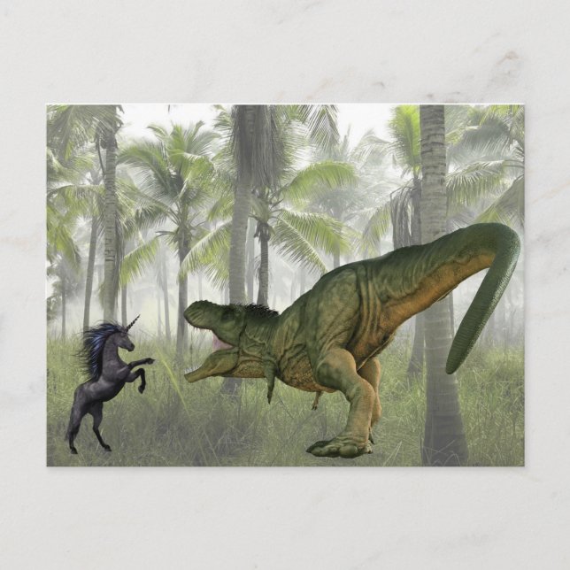 Unicorn Tyrannosaurus Dinosaur Postkarte (Vorderseite)