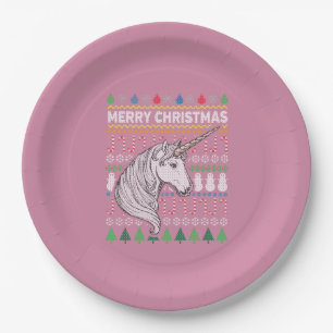 Unicorn Ugly Christmas Sweater Wildlife Series Pappteller