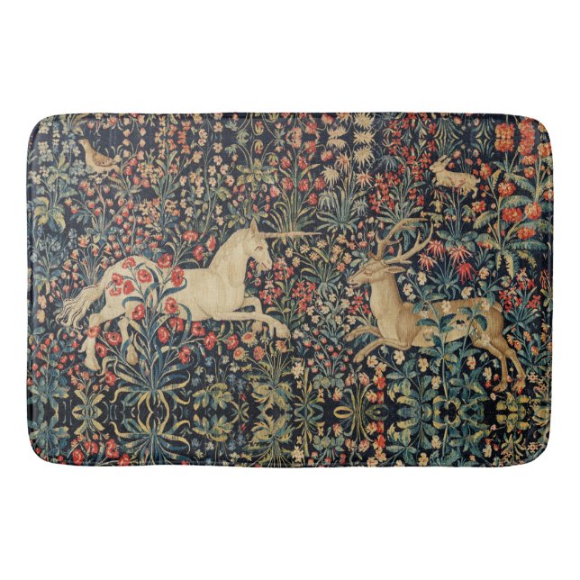 UNICORN UND DEINE, BLUME, WALDTIERE, blumenreich Badematte (Vorderseite)