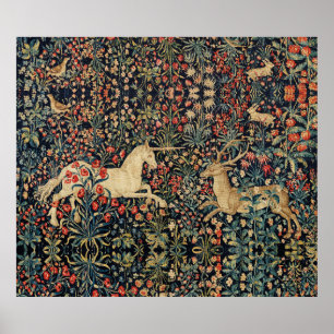 UNICORN UND DEINE, BLUME, WALDTIERE, blumenreich Poster