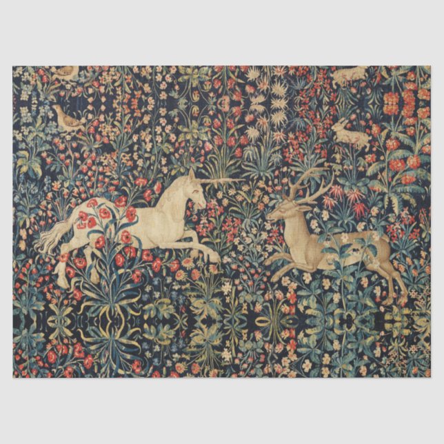 UNICORN UND DEINE, BLUME, WALDTIERE, blumenreich Seidenpapier (Vorderseite)