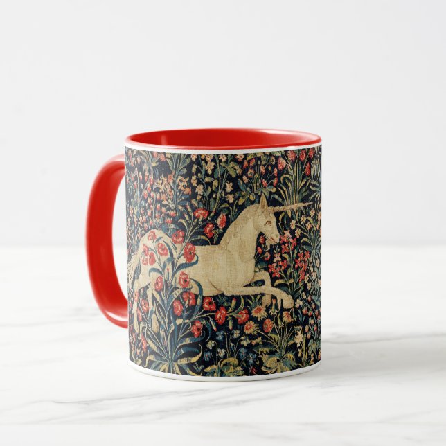 UNICORN UND DEINE, BLUME, WALDTIERE, blumenreich Tasse (Vorderseite Links)