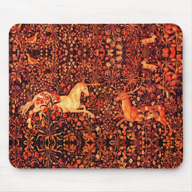 UNICORN UND DEINE, BLUME, WALDTIERE, Rote Flora Mousepad (Vorne)