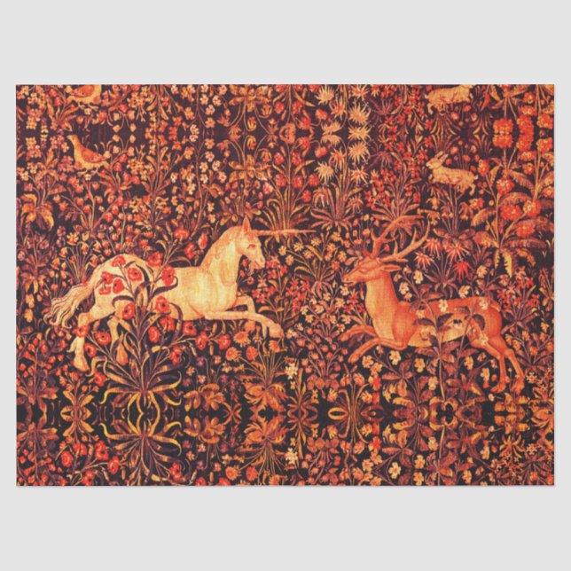UNICORN UND DEINE, BLUME, WALDTIERE, Rote Flora Seidenpapier (Vorderseite)