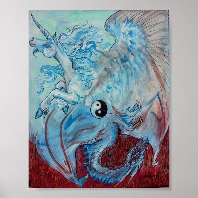 Unicorn und Dragon Yin Yang Poster (Vorne)
