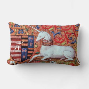 UNICORN-UND FANTASIE-BLUMEN, BLUMENmotiv-MONOGRAMM Lendenkissen