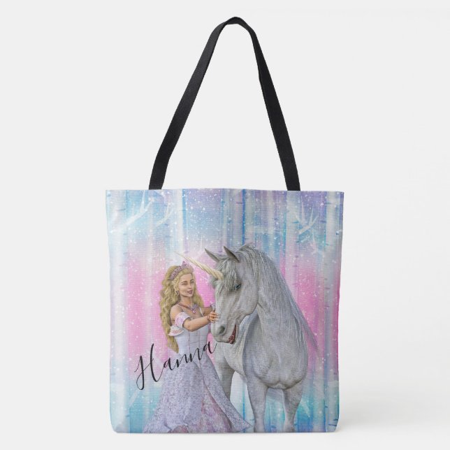 Unicorn und Prinzessin Tasche (Vorderseite)