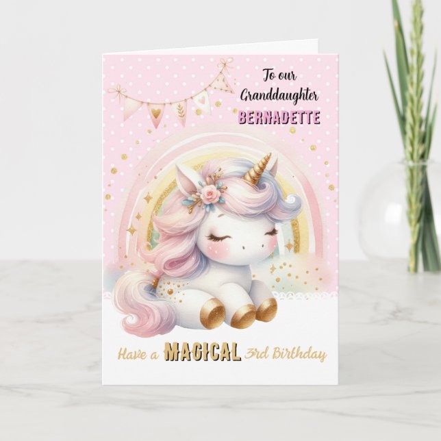 Unicorn und Rainbow Happy Birthday Grußkarte Karte (Vorderseite)