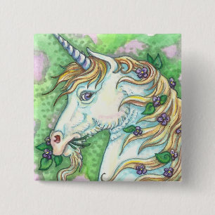 UNICORN UND VIOLETS, FANTASY HORSE BUTTON Button