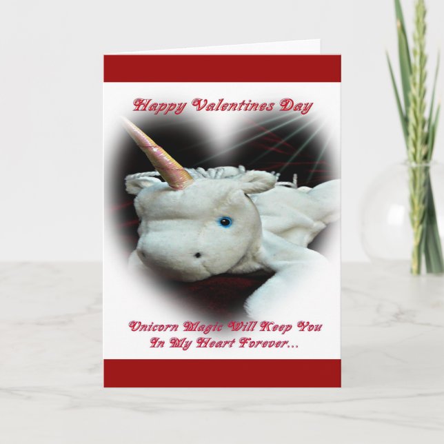 Unicorn Valentines Feiertagskarte (Vorderseite)