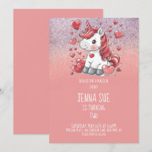 Unicorn-Valentinstag-Party Einladung