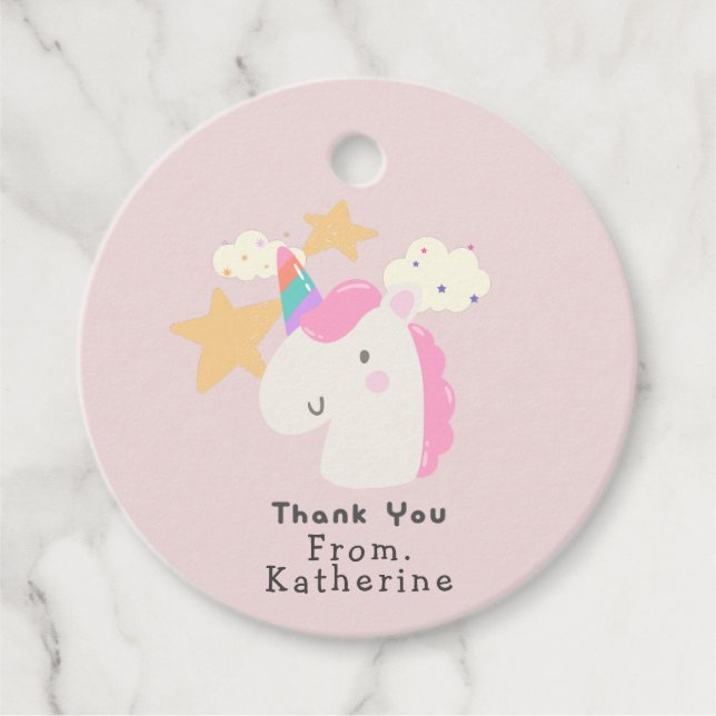 Unicorn Vielen Dank Geschenketiketten zum Geburtst Geschenkanhänger (Vorderseite)