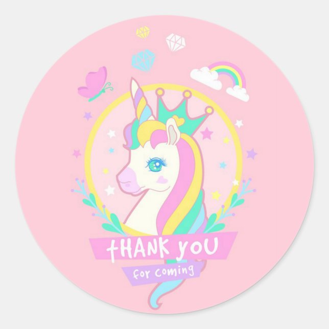Unicorn Vielen Dank Runder Aufkleber (Vorderseite)