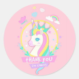 Unicorn Vielen Dank Runder Aufkleber