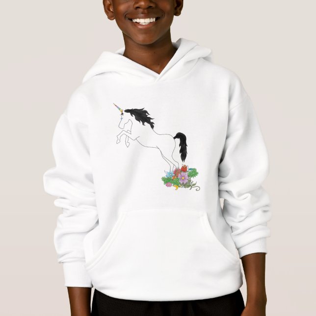 Unicorn von den Blumen Hoodie (Vorderseite)
