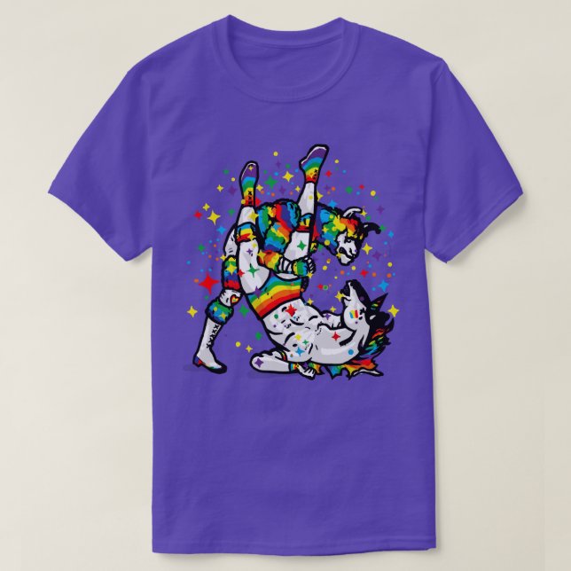 Unicorn vs Llama Battle for Rainbow T-Shirt (Design vorne)