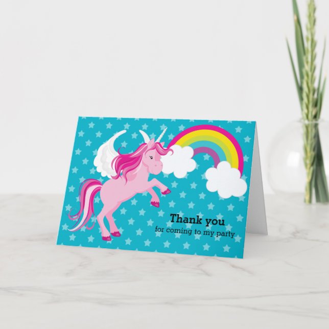 Unicorn * Wählen Sie Ihre Hintergrundfarbe Dankeskarte (Vorderseite)