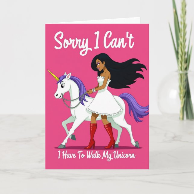Unicorn Walk Excuse Funny Card Karte (Vorderseite)