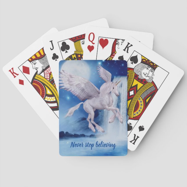 Unicorn-Wasserfall glauben Fantasy Horse Spielkarten (Rückseite)
