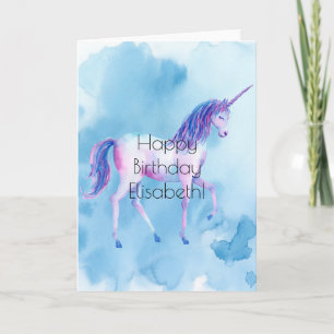 Unicorn Watercolor Personalisiert Geburtstag Karte