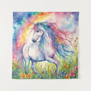 Unicorn Watercolor Wandteppich