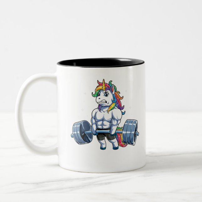 Unicorn Weightlift T Shirt Fitness Schlucht Zweifarbige Tasse (Links)