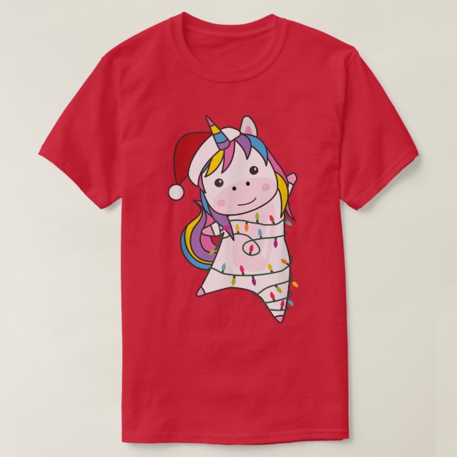 Unicorn Weihnachten Weihnachtsklauseln Lichter Uni T-Shirt (Design vorne)