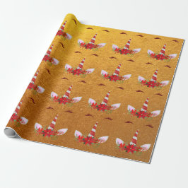 Unicorn Weihnachtsfeiertag Red Gold Kraft Rose Geschenkpapier