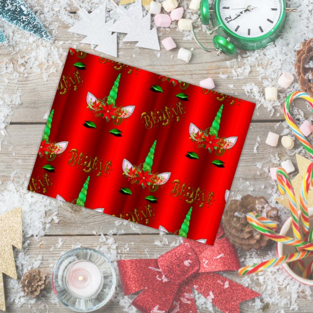 Unicorn Weihnachtsglaube Red Postkarte (Von Creator hochgeladen)