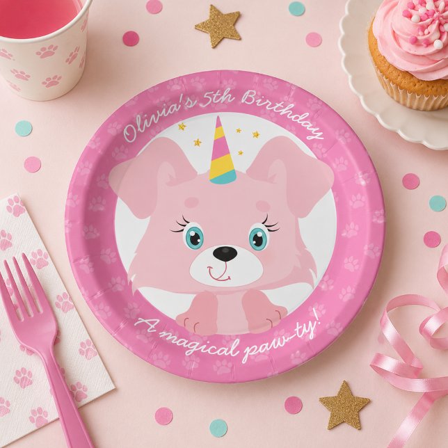 Unicorn Welppy Birthday Pappteller (Von Creator hochgeladen)