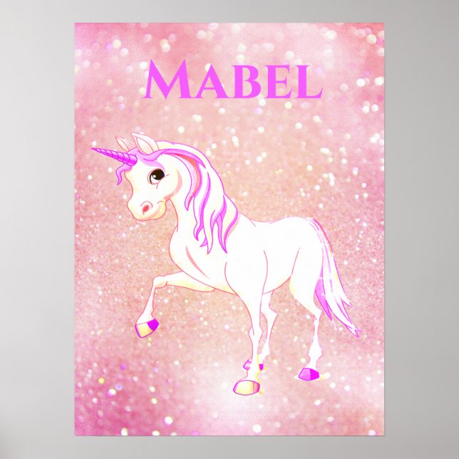 Unicorn Whimsical Girls Magical Pink Niedlich Poster (Vorne)