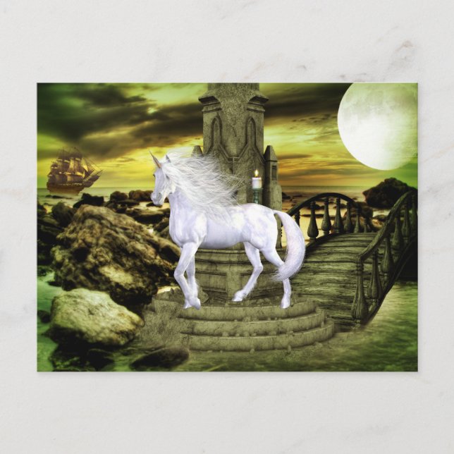 Unicorn White Beauty Postkarte (Vorderseite)