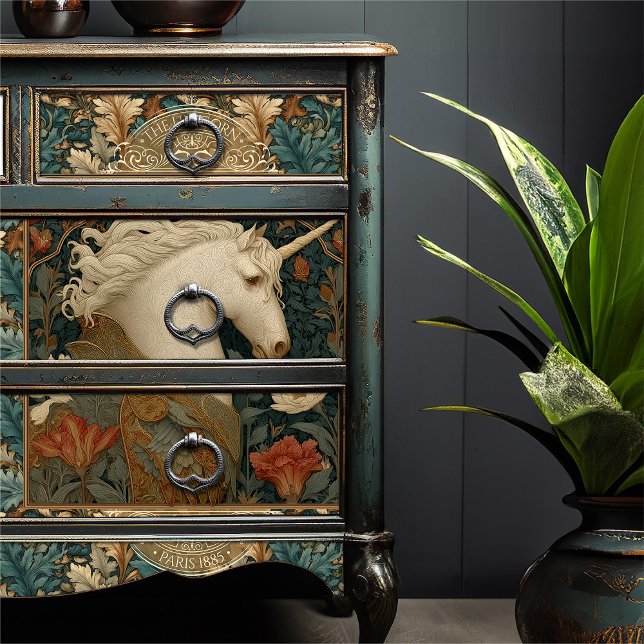 Unicorn William Morris Stil Botanischer Garten Seidenpapier (Von Creator hochgeladen)